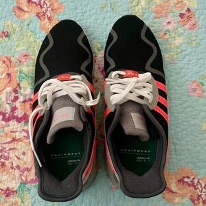adidas EQT Black and Coral Athletic Shoes